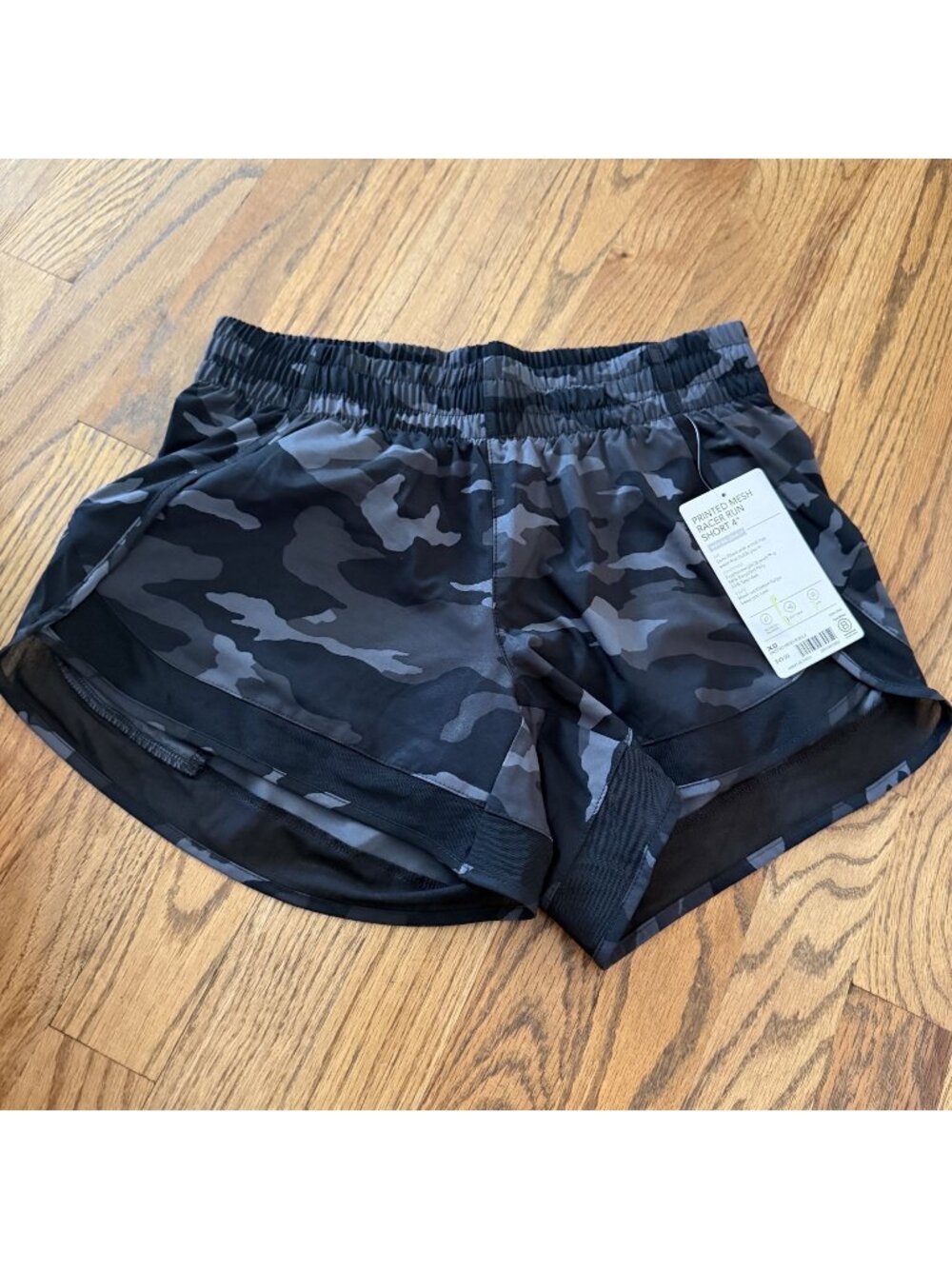 Athleta Black Camo Printed Mesh Racer Run Shorts New XS